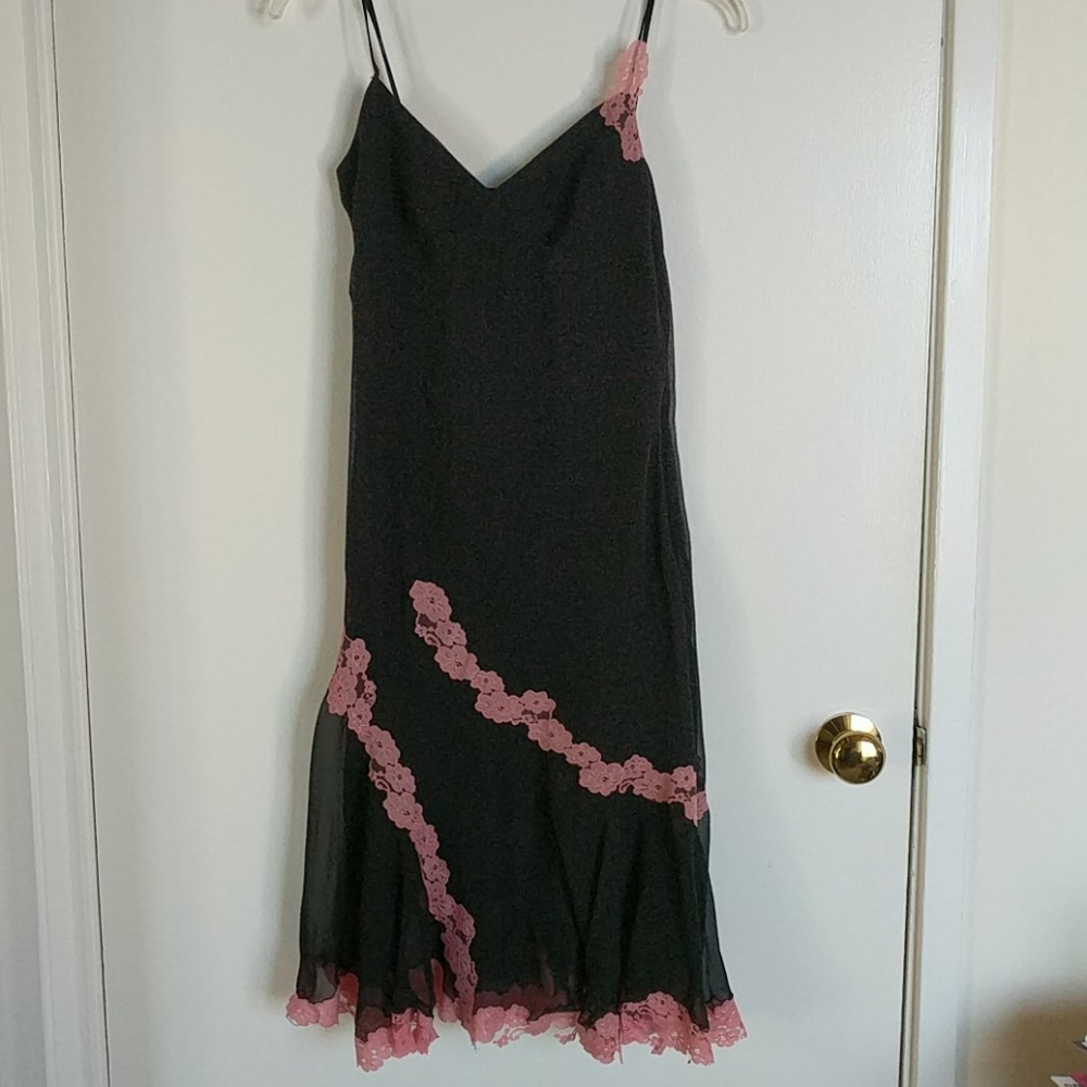 BCBG dress, black with pink flowers